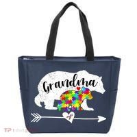 Autism Awareness Grandma Bear Support Autistic Adults Wo Tote Bag thumb 0