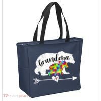 Autism Awareness Grandma Bear Support Autistic Adults Wo Tote Bag thumb 2