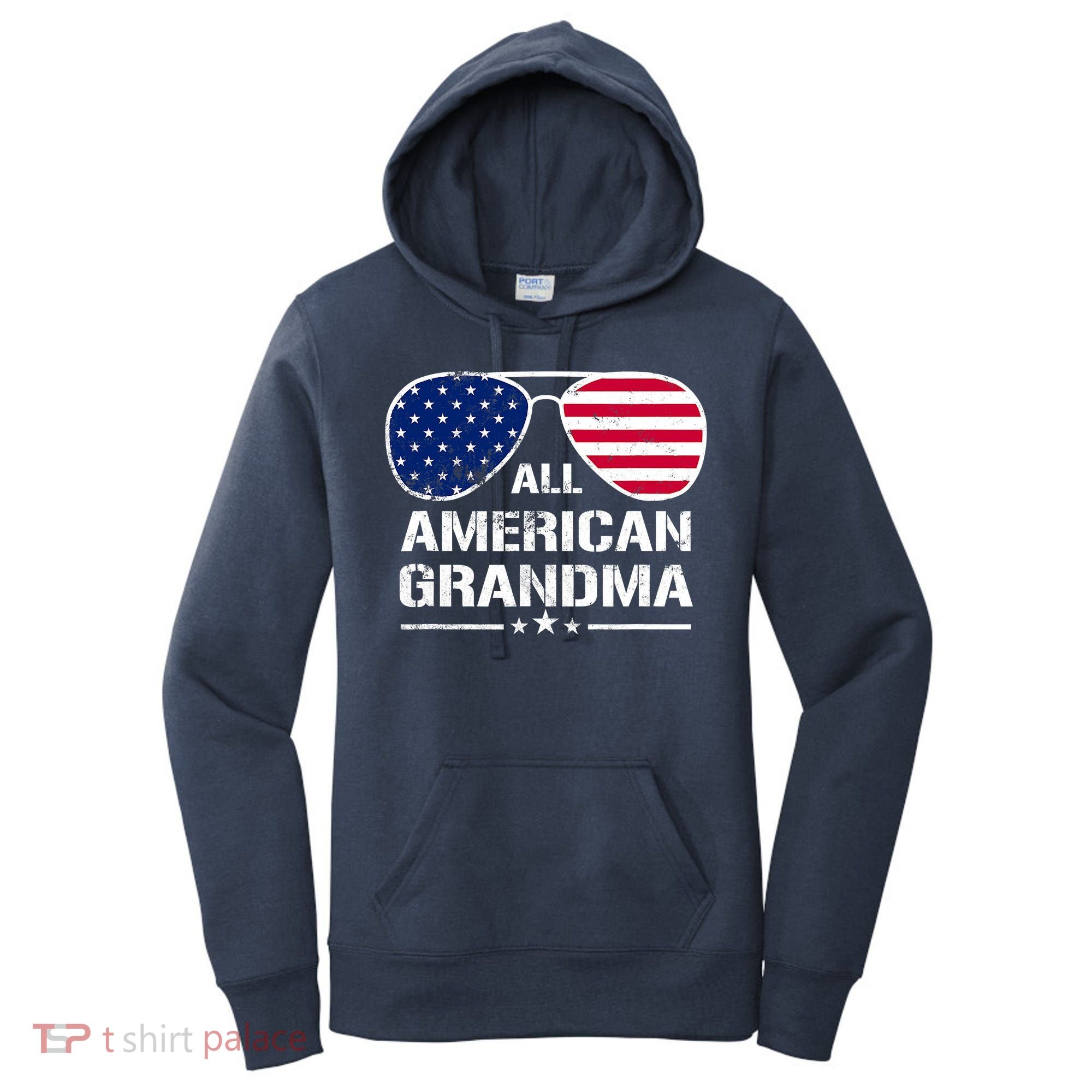 All American Grandma American Flag Patriotic Women's Hoodie