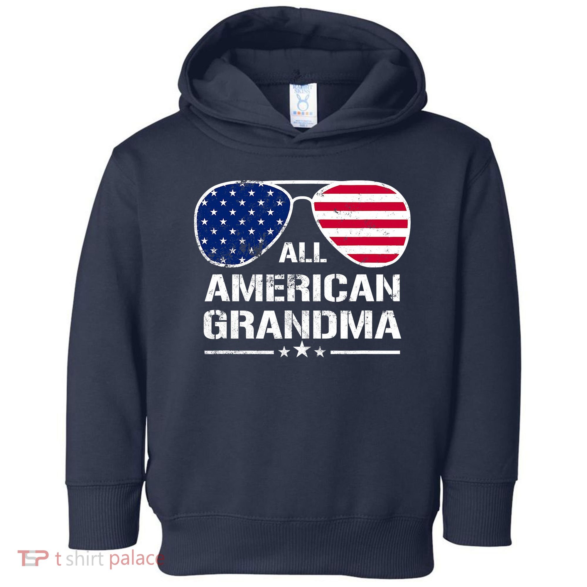 All American Grandma American Flag Patriotic Toddler Hoodie