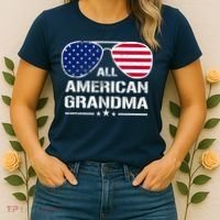All American Grandma American Flag Patriotic Women's T-Shirt thumb 2