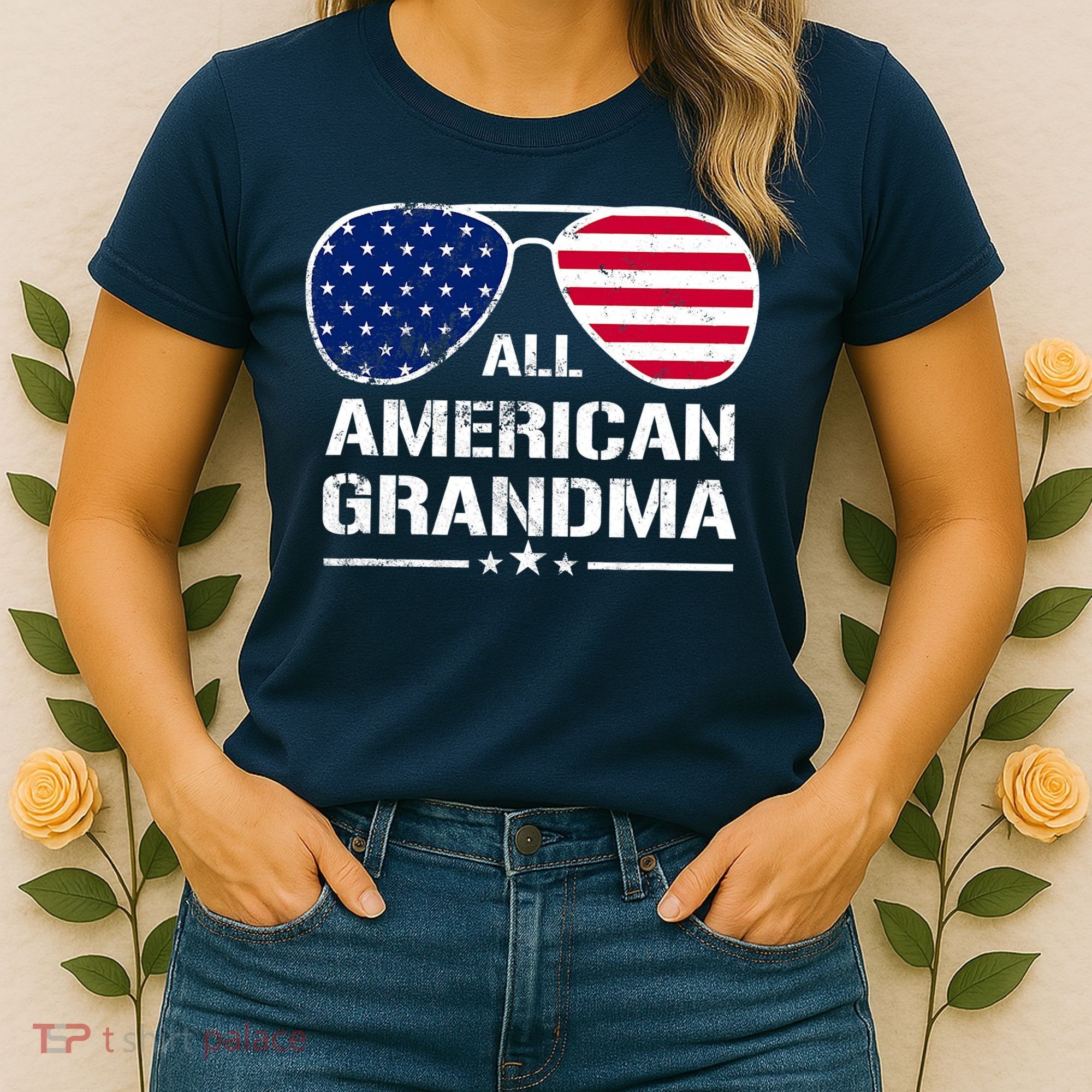 All American Grandma American Flag Patriotic Women's T-Shirt