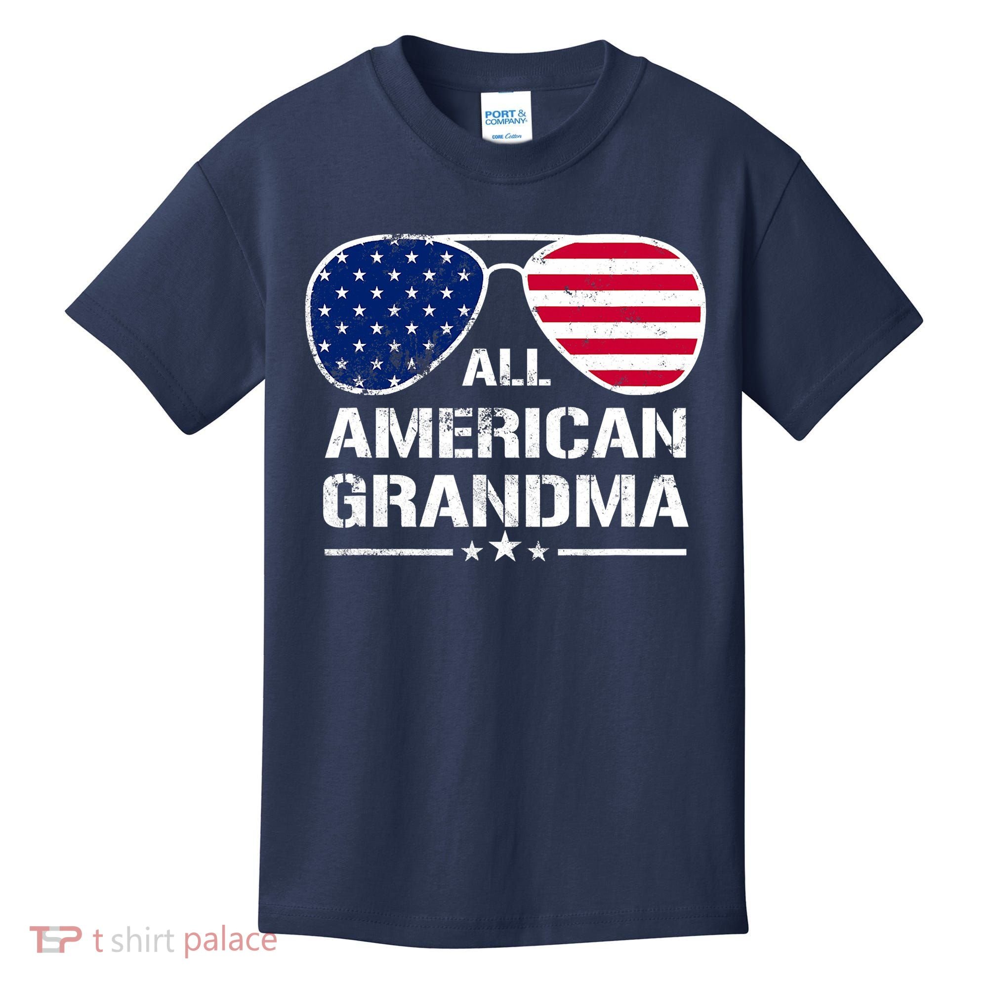 All American Grandma American Flag Patriotic Kids T-Shirt