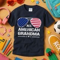 All American Grandma American Flag Patriotic Kids T-Shirt thumb 3