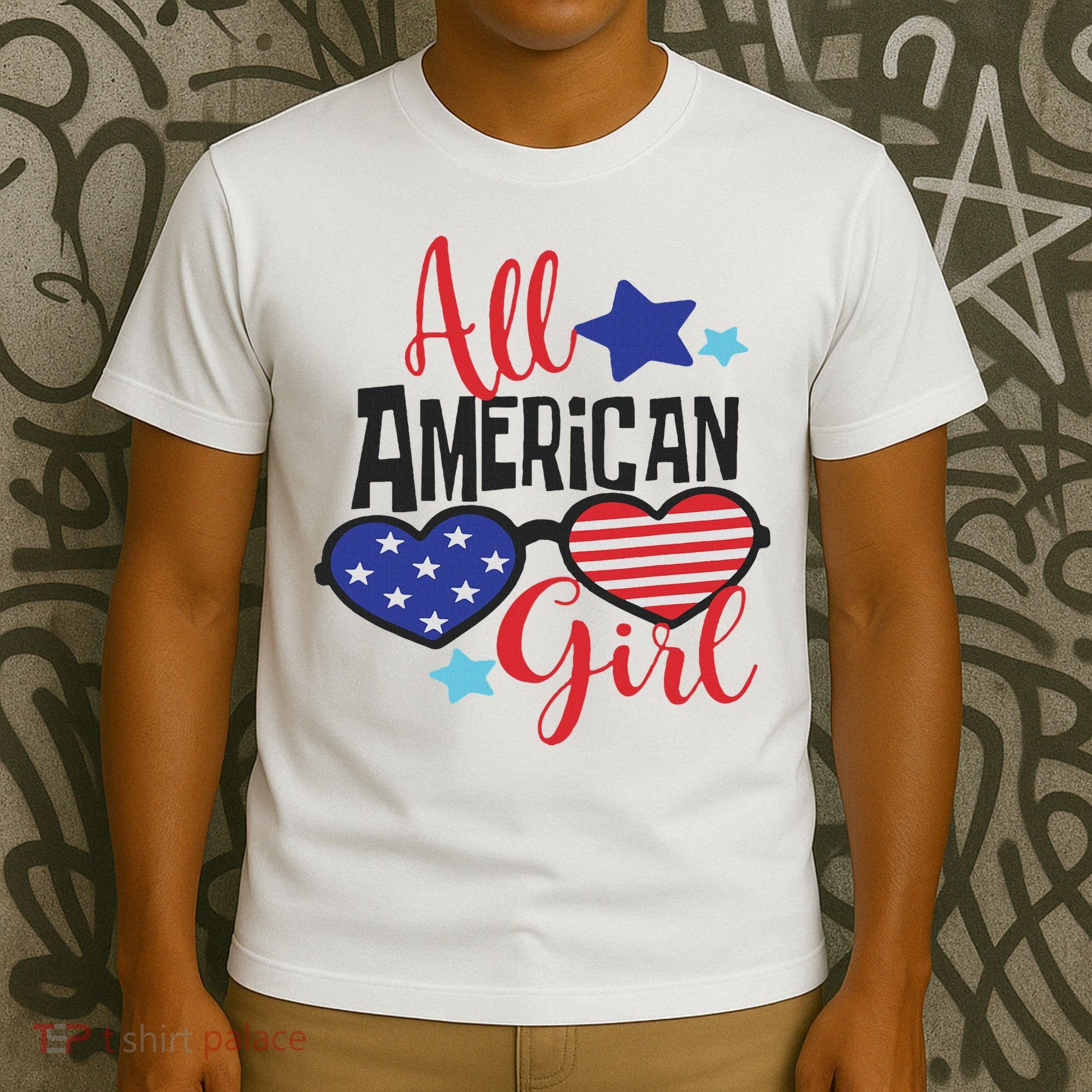 All American Girl 4th July Usa Flag Patriotic T-Shirt