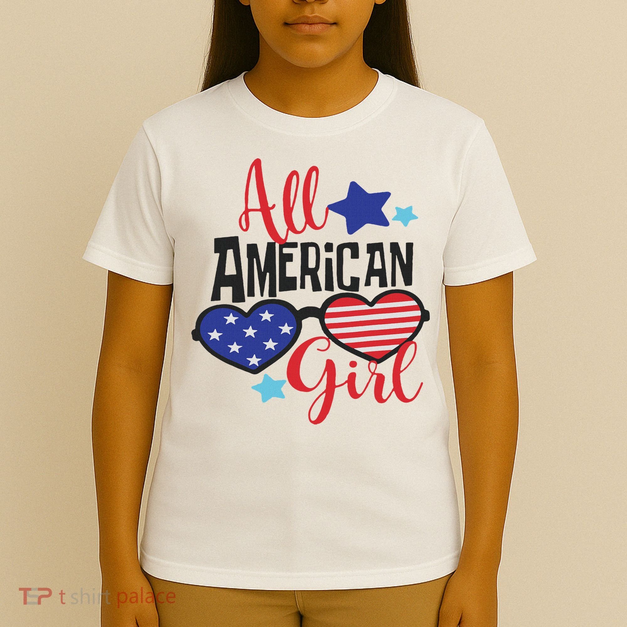 All American Girl 4th July Usa Flag Patriotic T-Shirt