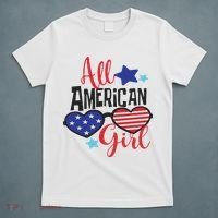 All American Girl 4th July Usa Flag Patriotic T-Shirt thumb 5