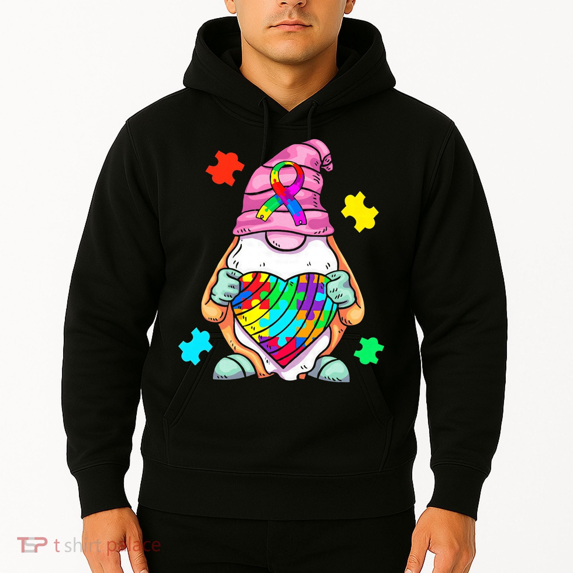 Autism Awareness Gnome Hugging Heart Acceptance Hoodie
