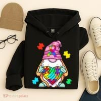 Autism Awareness Gnome Hugging Heart Acceptance Hoodie thumb 4
