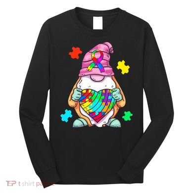 Autism Awareness Gnome Hugging Heart Acceptance Long Sleeve Shirt