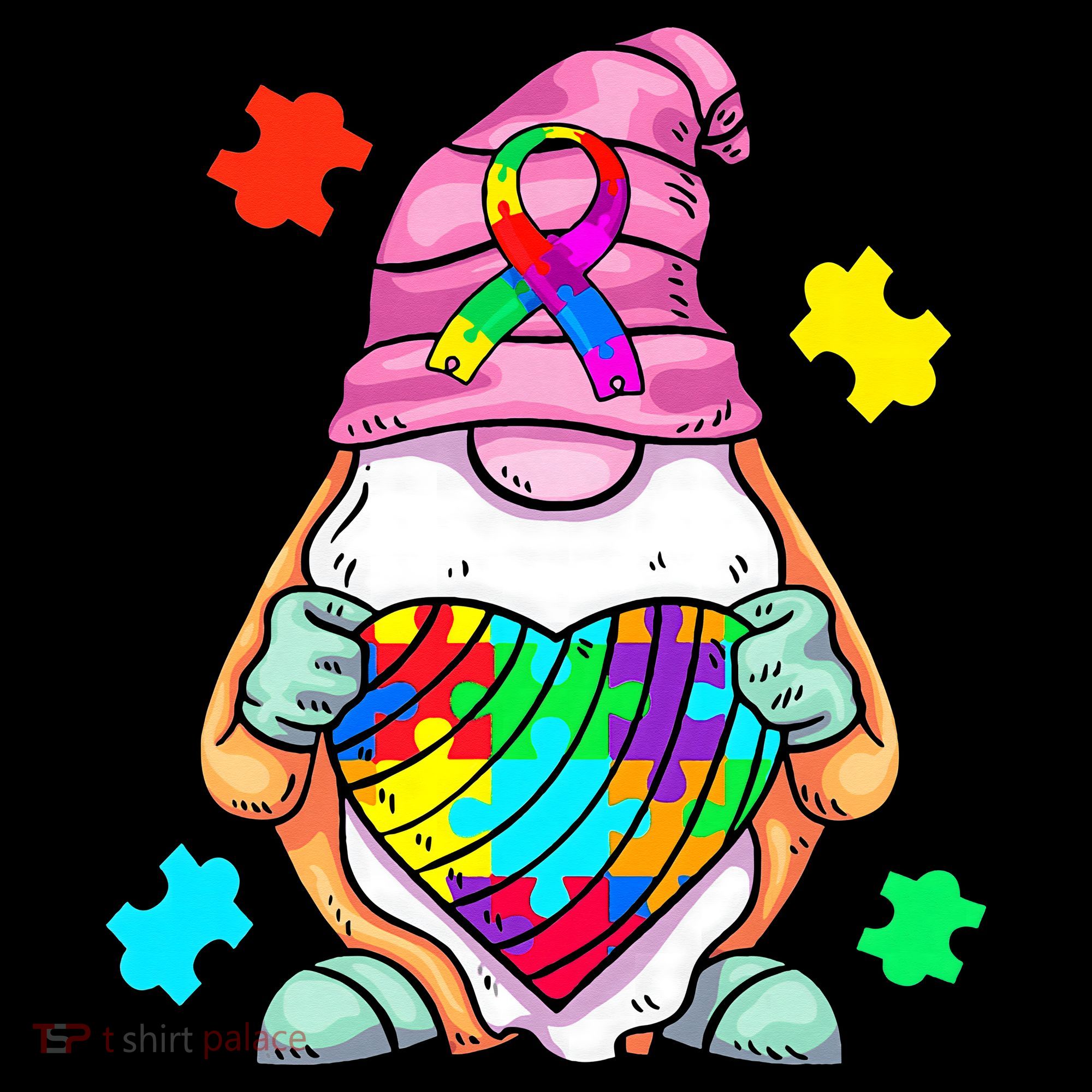 Autism Awareness Gnome Hugging Heart Acceptance Apron