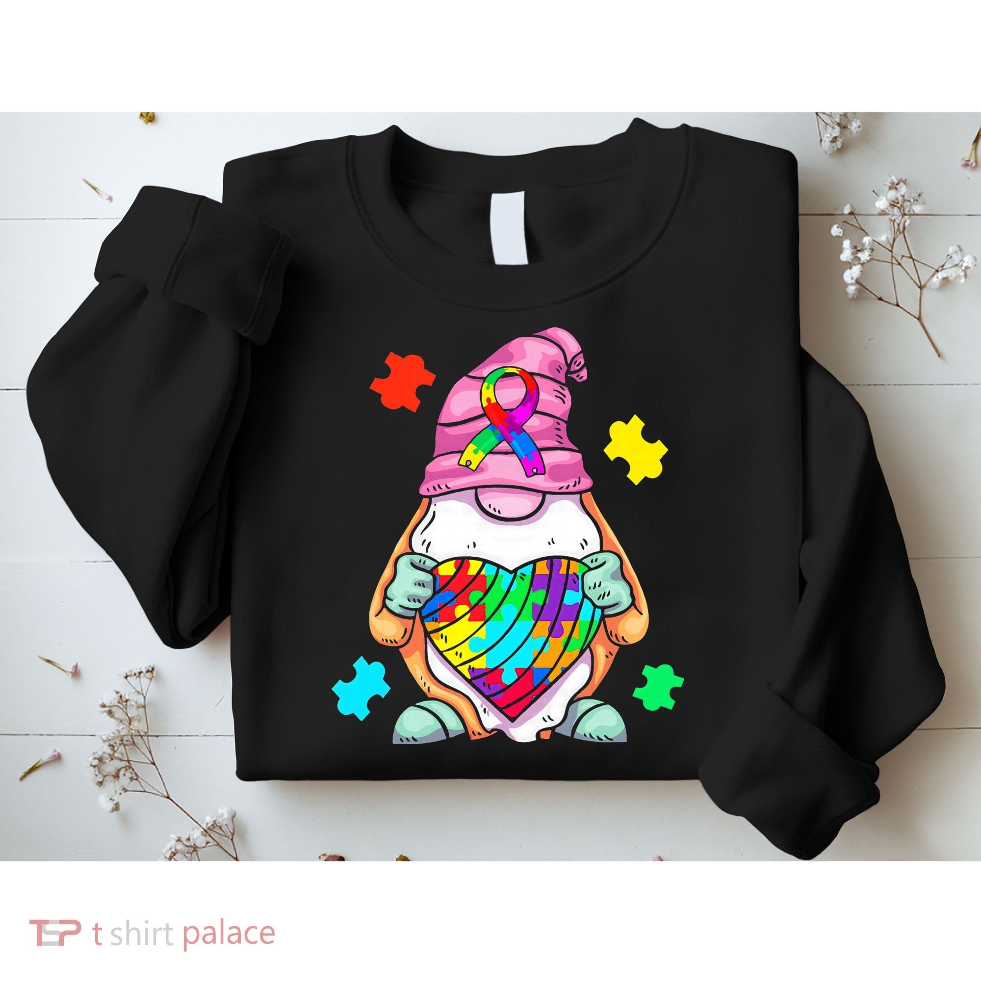 Autism Awareness Gnome Hugging Heart Acceptance Sweatshirt