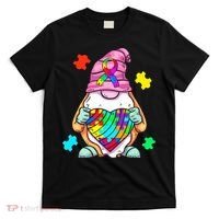 Autism Awareness Gnome Hugging Heart Acceptance T-Shirt thumb 0