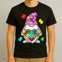 Autism Awareness Gnome Hugging Heart Acceptance T-Shirt thumb 3