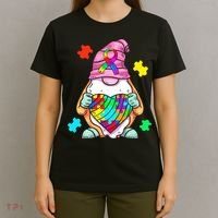 Autism Awareness Gnome Hugging Heart Acceptance T-Shirt thumb 4