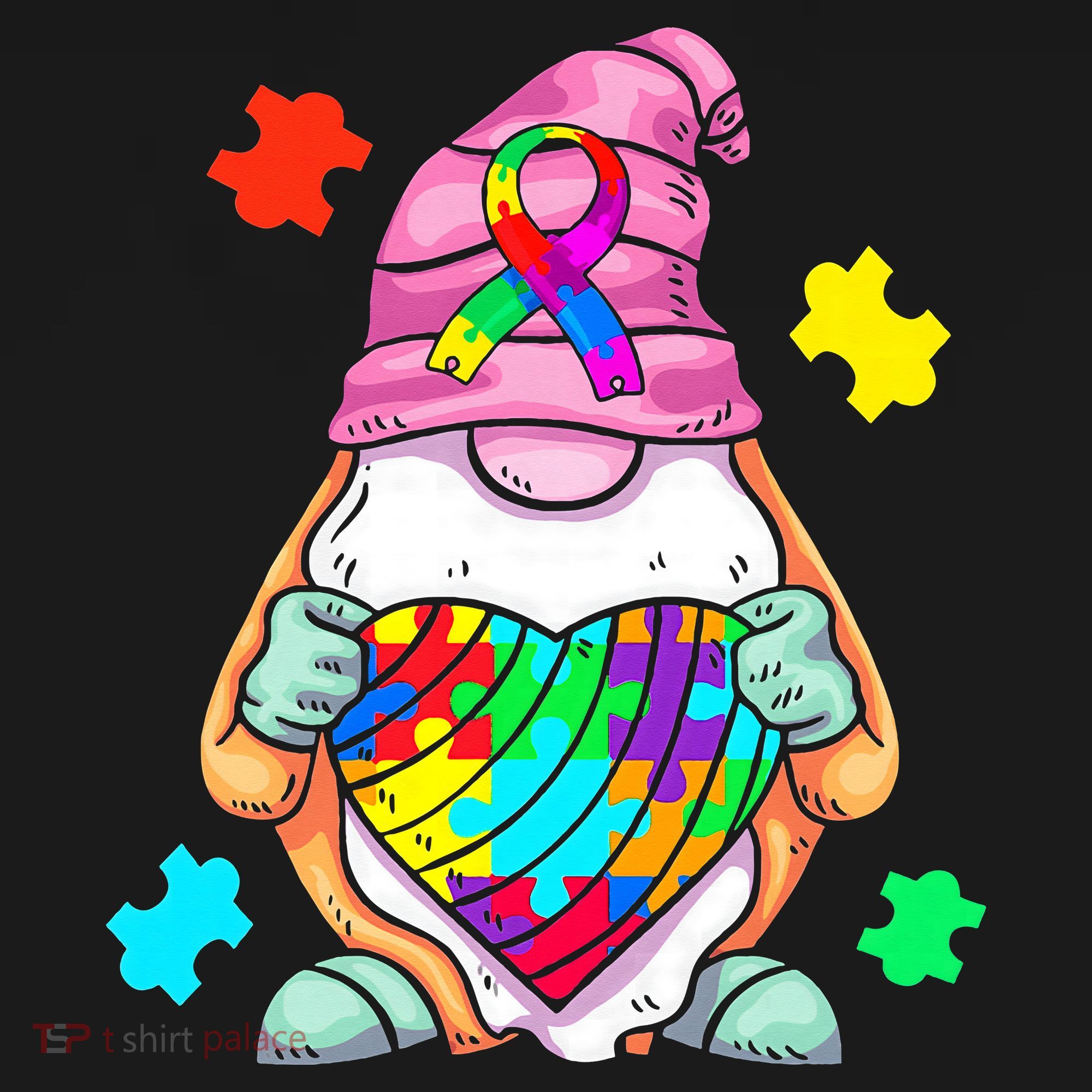 Autism Awareness Gnome Hugging Heart Acceptance Pajama Set