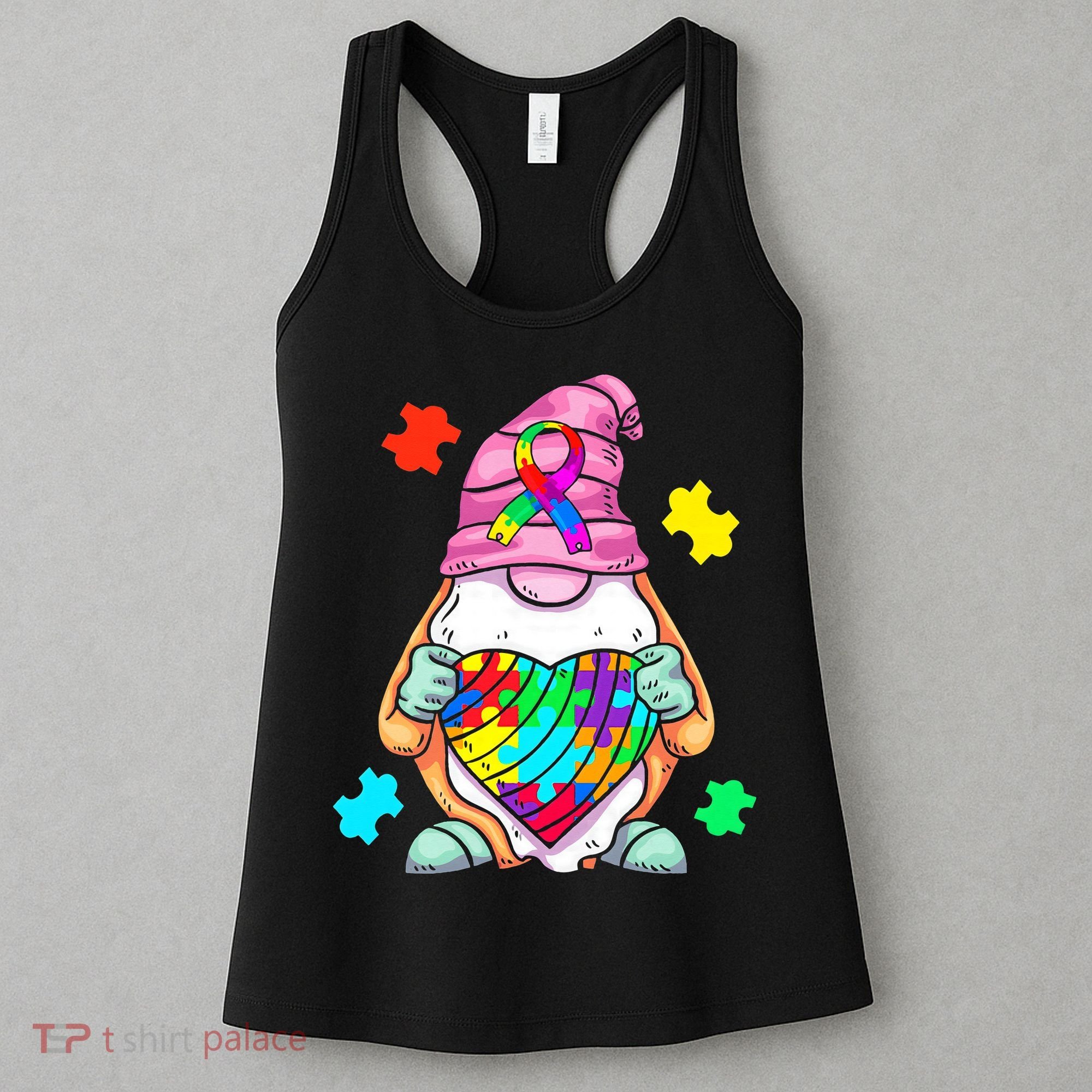 Autism Awareness Gnome Hugging Heart Acceptance Women's Tank Top