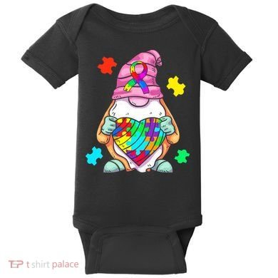 Autism Awareness Gnome Hugging Heart Acceptance Baby Bodysuit
