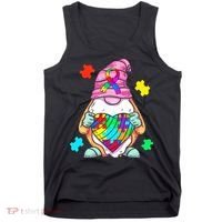 Autism Awareness Gnome Hugging Heart Acceptance Tank Top thumb 0