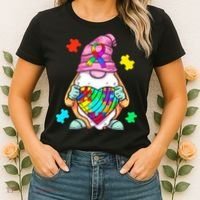 Autism Awareness Gnome Hugging Heart Acceptance Women's T-Shirt thumb 2
