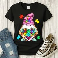 Autism Awareness Gnome Hugging Heart Acceptance Women's T-Shirt thumb 3