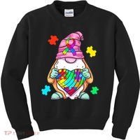 Autism Awareness Gnome Hugging Heart Acceptance Kids Sweatshirt thumb 0
