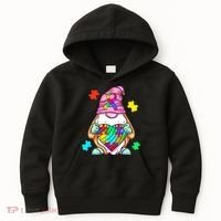 Autism Awareness Gnome Hugging Heart Acceptance Kids Hoodie thumb 0