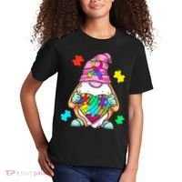 Autism Awareness Gnome Hugging Heart Acceptance Kids T-Shirt thumb 2