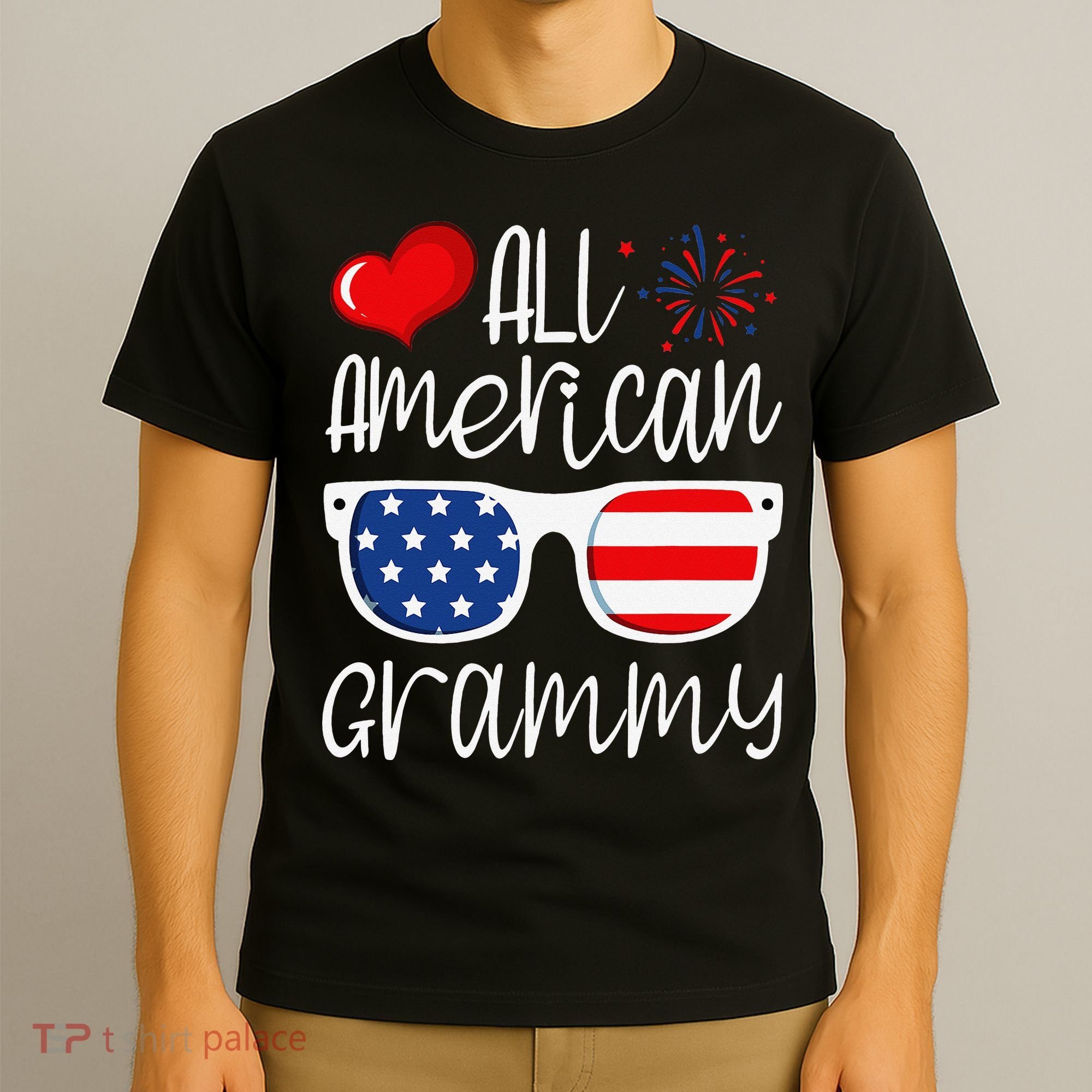All American Grammy 4th of July American Flag Grandma T-Shirt