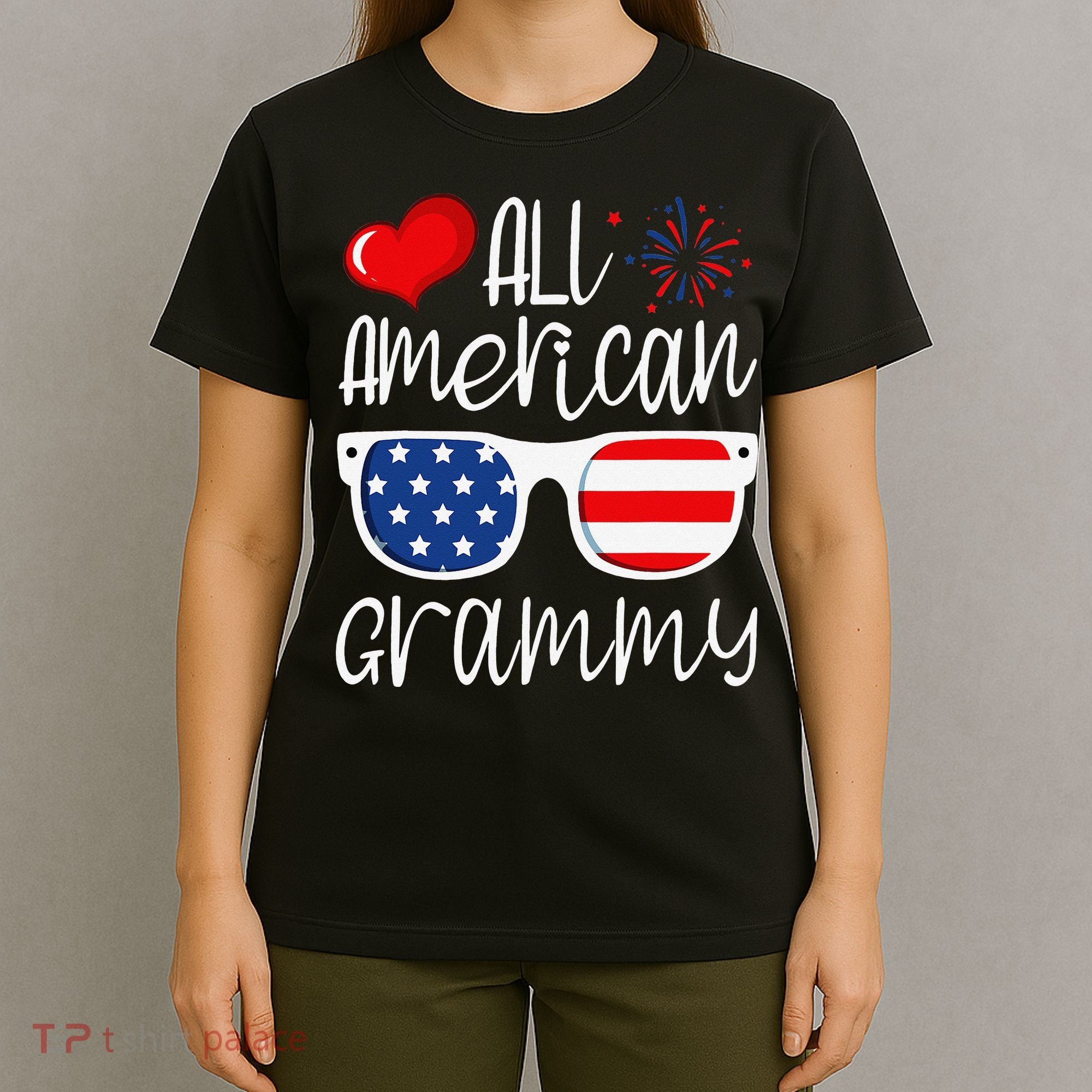 All American Grammy 4th of July American Flag Grandma T-Shirt