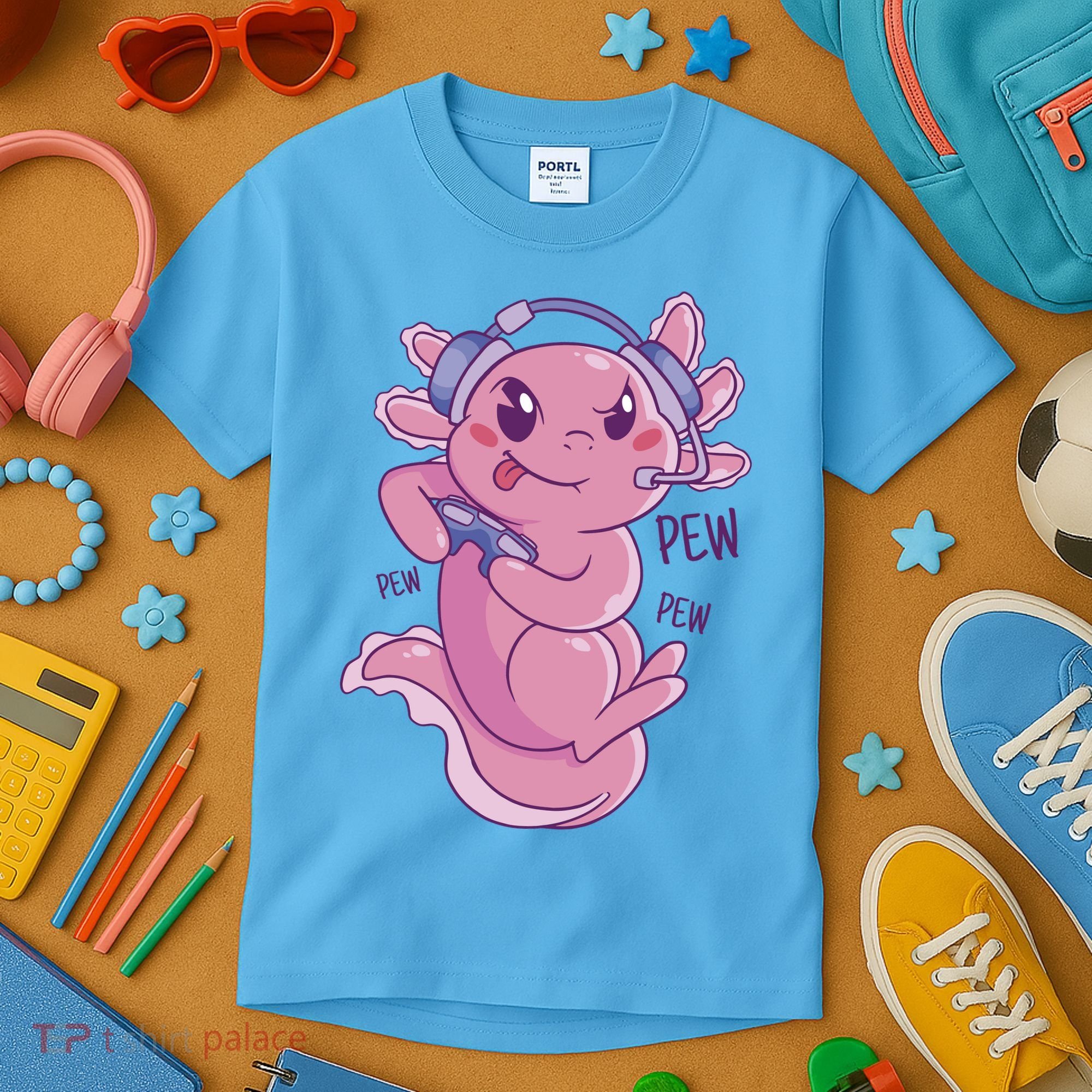 Axolotl Animal Gamer Cute Kids T-Shirt