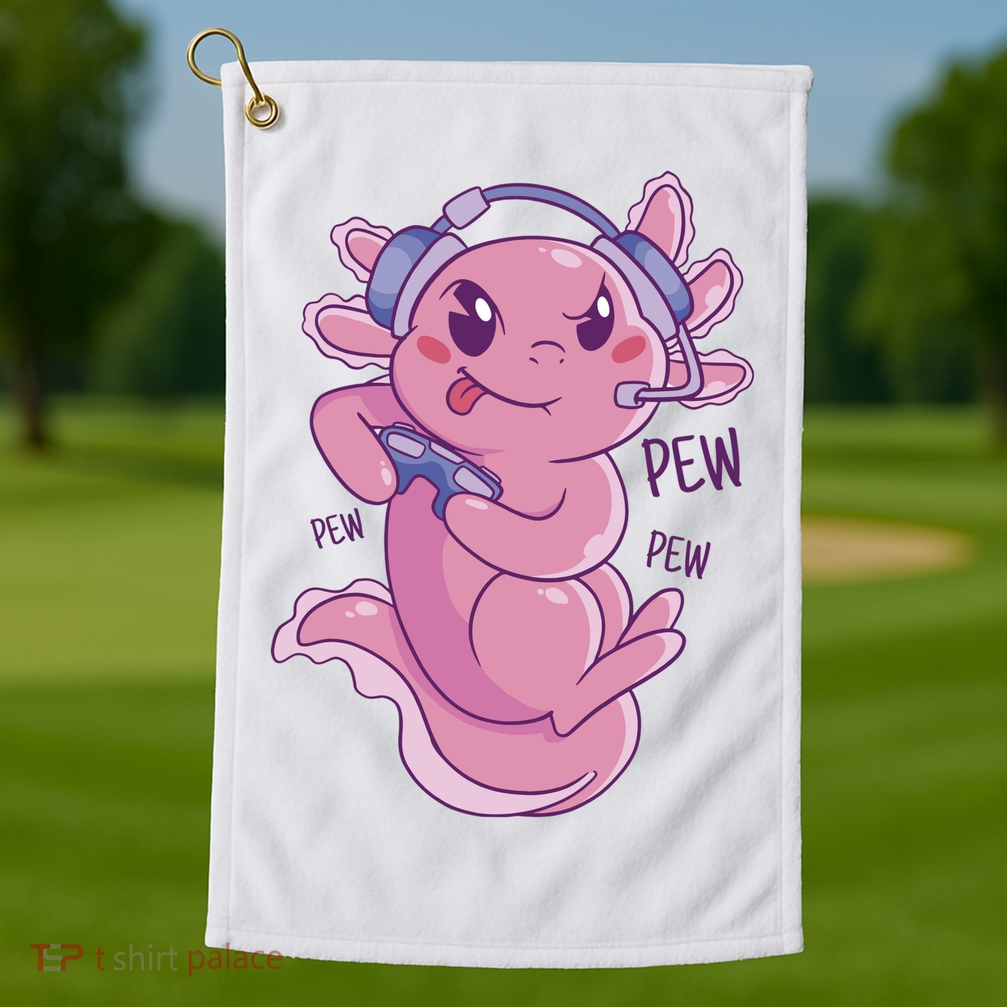 Axolotl Animal Gamer Cute Golf Towel