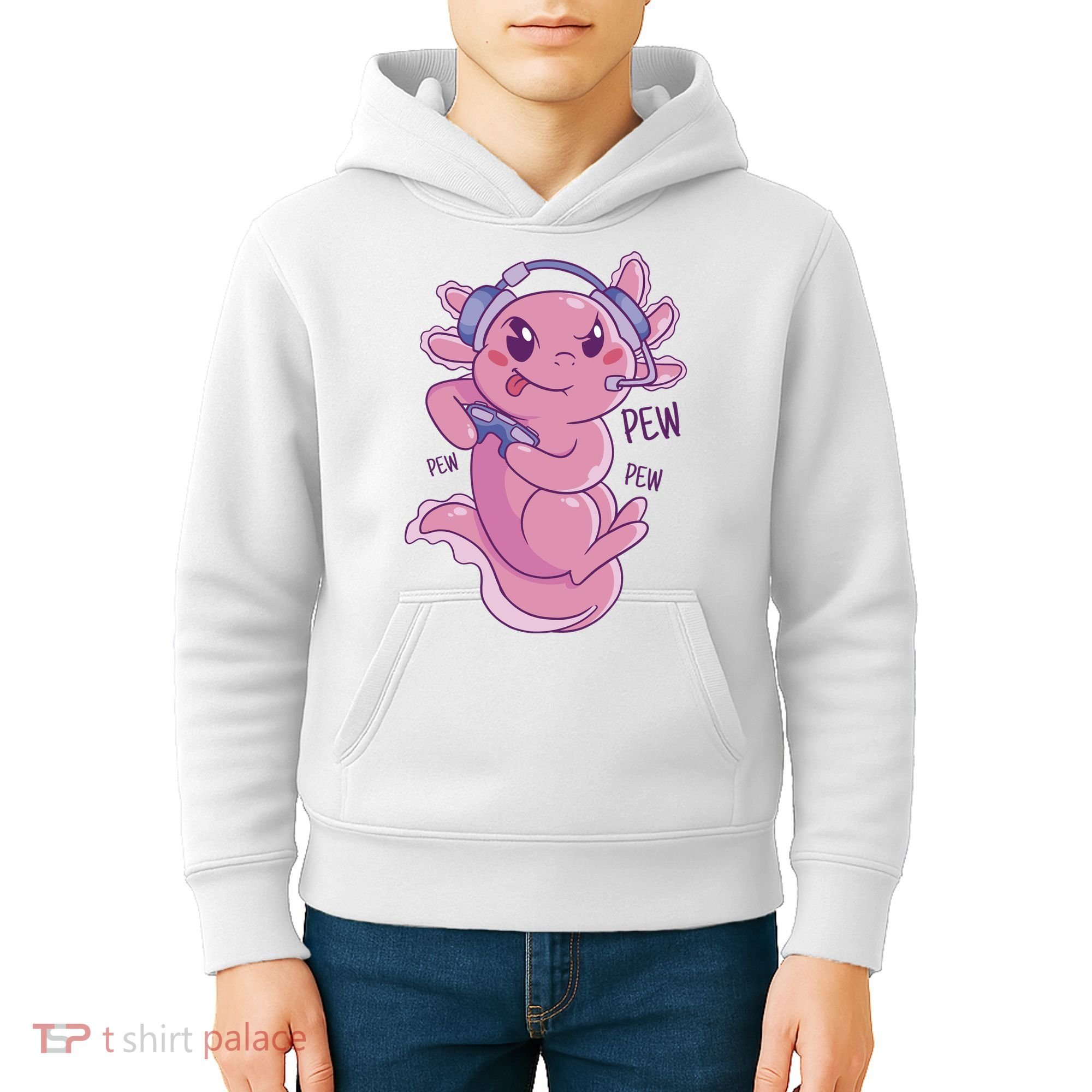 Axolotl Animal Gamer Cute Kids Hoodie
