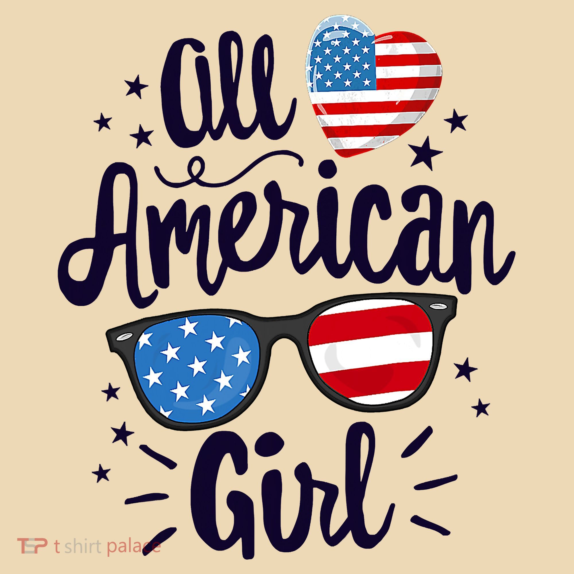 All American Girl USA America Flag T-Shirt