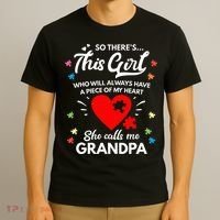 Autism Awareness Grandpa Autism Love Heart T-Shirt thumb 3