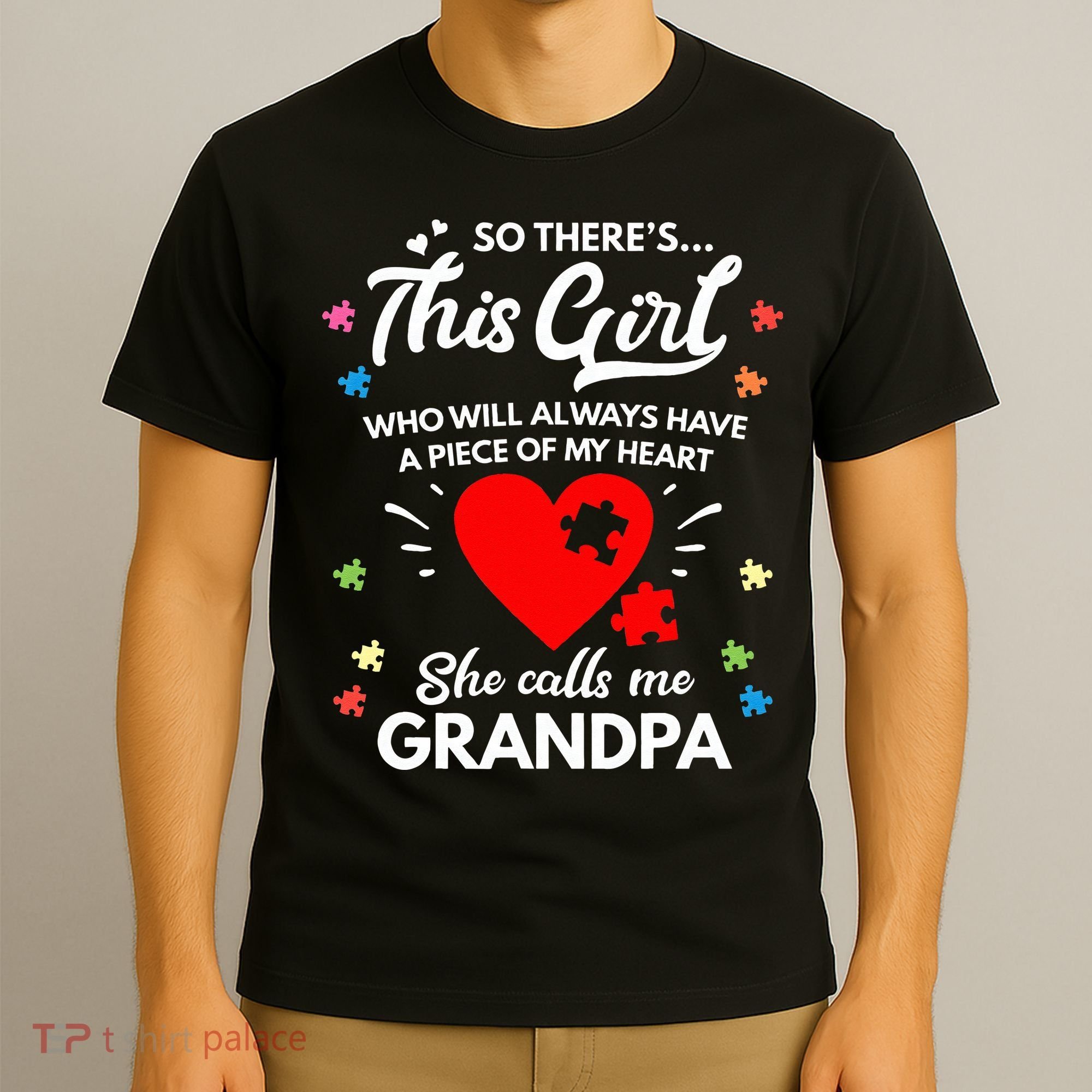 Autism Awareness Grandpa Autism Love Heart T-Shirt