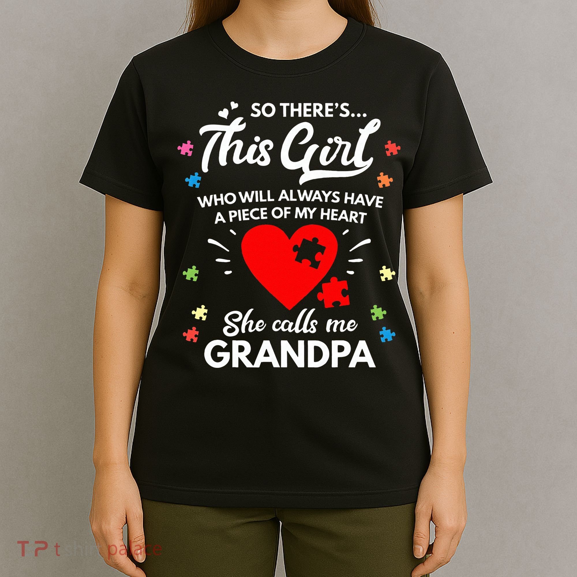 Autism Awareness Grandpa Autism Love Heart T-Shirt