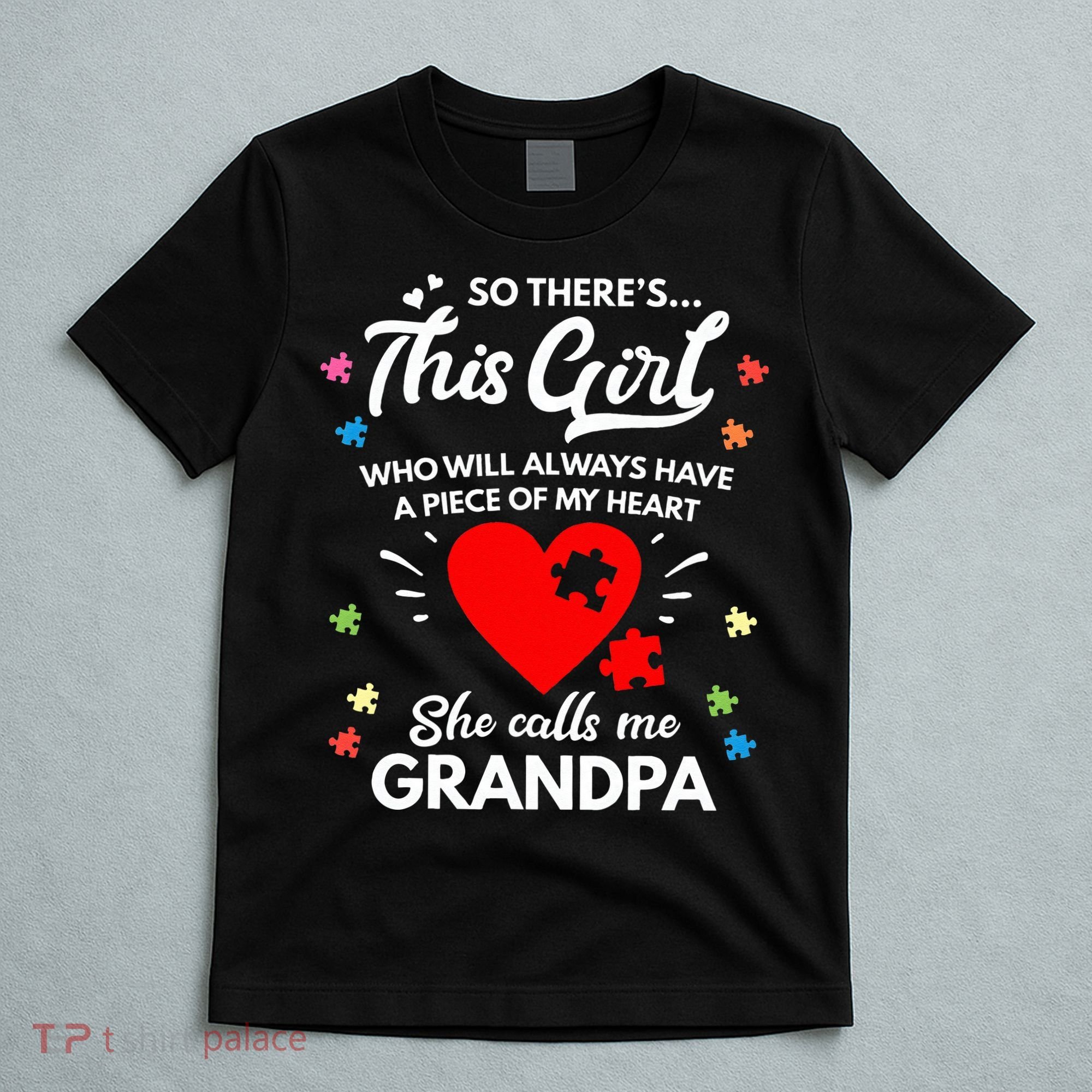 Autism Awareness Grandpa Autism Love Heart T-Shirt