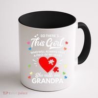Autism Awareness Grandpa Autism Love Heart Coffee Mug thumb 1