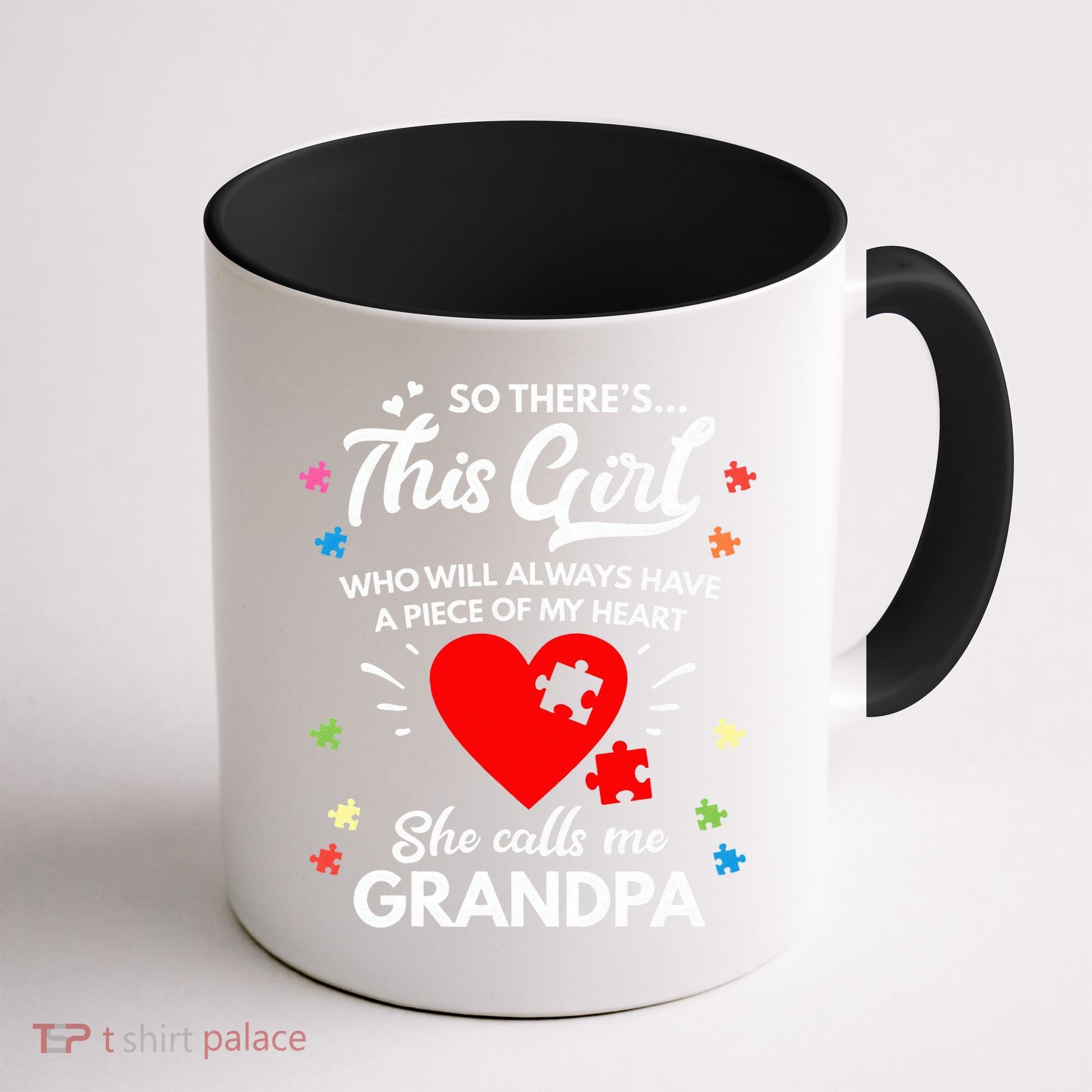 Autism Awareness Grandpa Autism Love Heart Coffee Mug