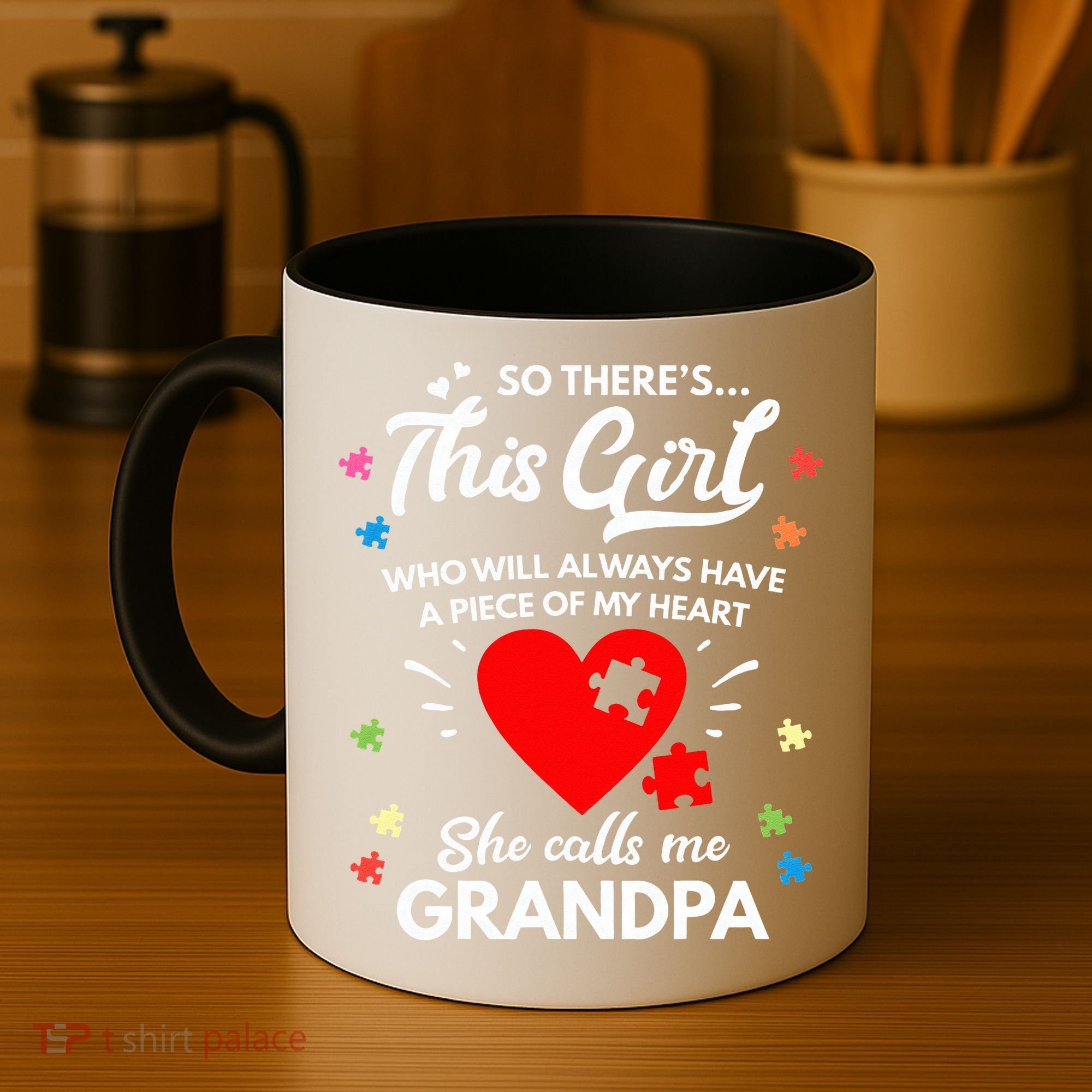 Autism Awareness Grandpa Autism Love Heart Coffee Mug