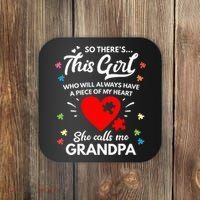 Autism Awareness Grandpa Autism Love Heart Coaster thumb 0