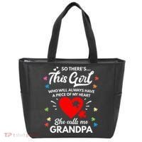 Autism Awareness Grandpa Autism Love Heart Tote Bag thumb 0