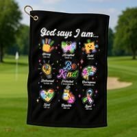 Autism Awareness God Says I Am Golf Towel thumb 1