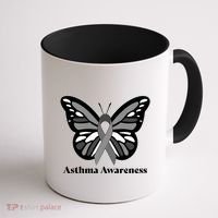 Asthma Awareness Gray Ribbon Butterfly Coffee Mug thumb 1
