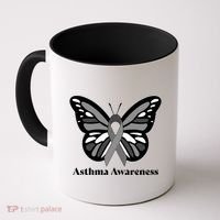 Asthma Awareness Gray Ribbon Butterfly Coffee Mug thumb 0