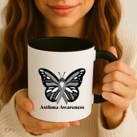 Asthma Awareness Gray Ribbon Butterfly Coffee Mug thumb 3