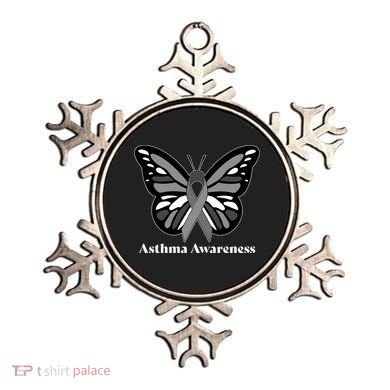 Asthma Awareness Gray Ribbon Butterfly Ornament