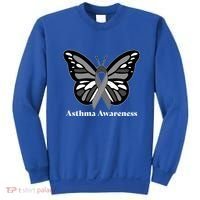 Asthma Awareness Gray Ribbon Butterfly Sweatshirt thumb 0