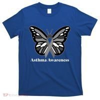 Asthma Awareness Gray Ribbon Butterfly T-Shirt thumb 0